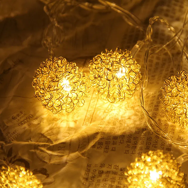 Bola habitación Navidad Powered luz 2,5/5 M de cadena de hierro de Metal fiesta luz Luces de decoración de batería luces @
