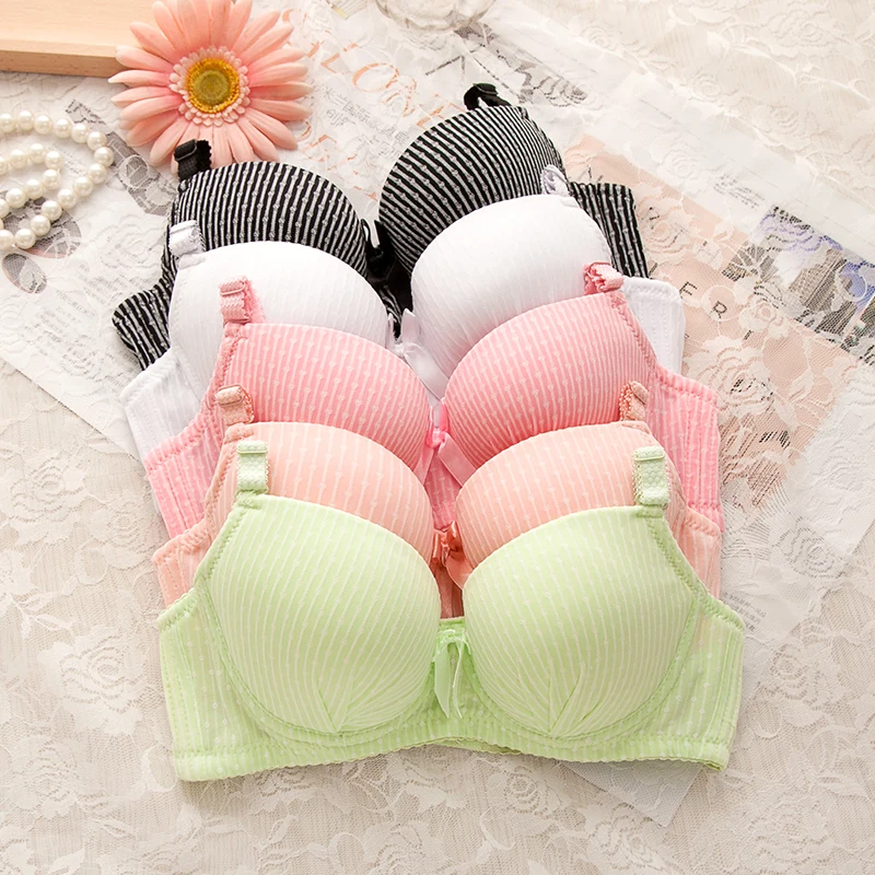 New Girls training bra teenage striped cotton child bra for Young Girls bras children young girls 70A 75A 80A 85A 4colors