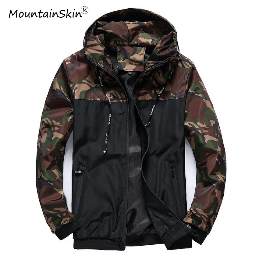 Koop Mountainskin Nieuwe mannen Lente Herfst Jassen Fashion Camouflage Hooded Jassen Casual Mannen Windjack Merk Outerwears LA763