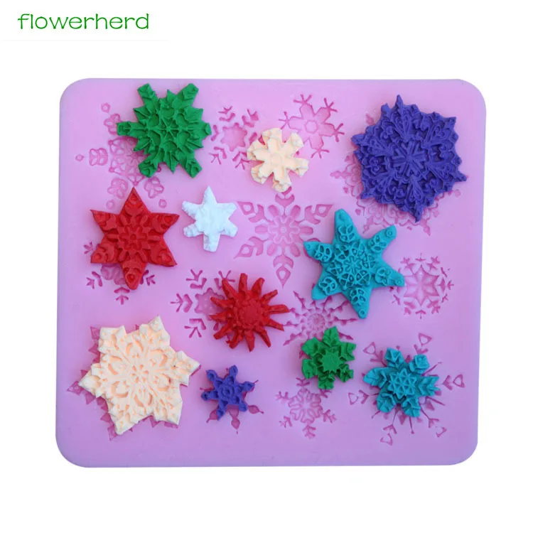 

3D Christmas Snowflake Designer Silicone Molds Fondant Cake Decorating Tools Lace Mat Cookie Candy Moulds Kitchen Baking Tool