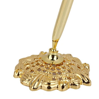 

Affordable Wholesales 10 sets Alloy Cave Round Pen Signature Pen Set For Wedding Bridal Gold