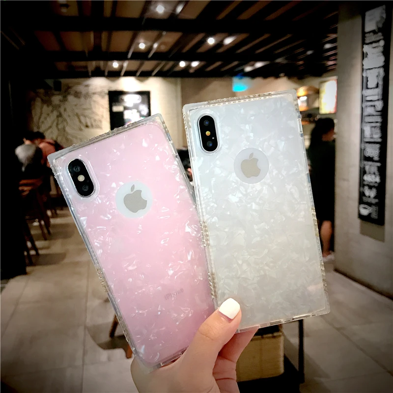 Portefeuille Phone Case For Apple iPhone X 8 7 6s Plus 5s SE Bling Diamond Soft Transparent TPU Crystal Phone Square Case Cover02