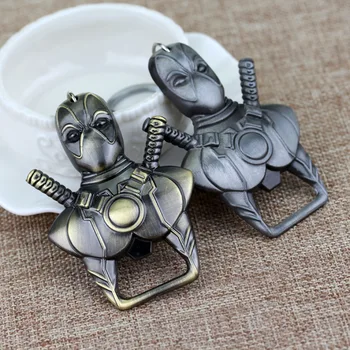 

120pcs Fashion Movie Keyring Marvel Comics Deadpool Keychain Cool Bottle Opener Pendant Key Chain 2 Colors wen5089