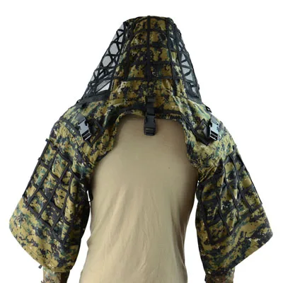 Digital Woodland TTGTACTICAL Снайпер Ghillie капюшон камуфляж Ghillie костюм основа тактическая верхняя одежда для снайпера Viper капюшоны, охота Ghillie база - Цвет: Digital Woodland