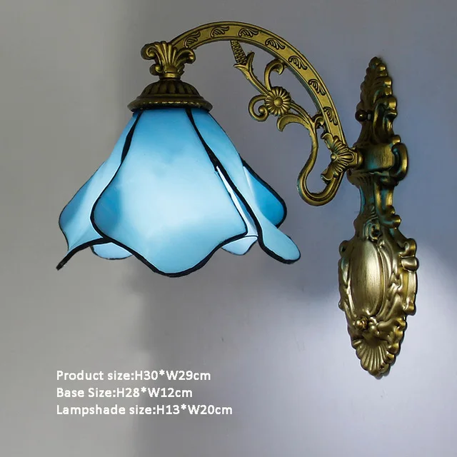 Европейские винтажные стеклянные настенная лампа для спальни прикроватная гостиная фойе коридор Настенные светильники с цветным стеклом бра - Цвет абажура: 3