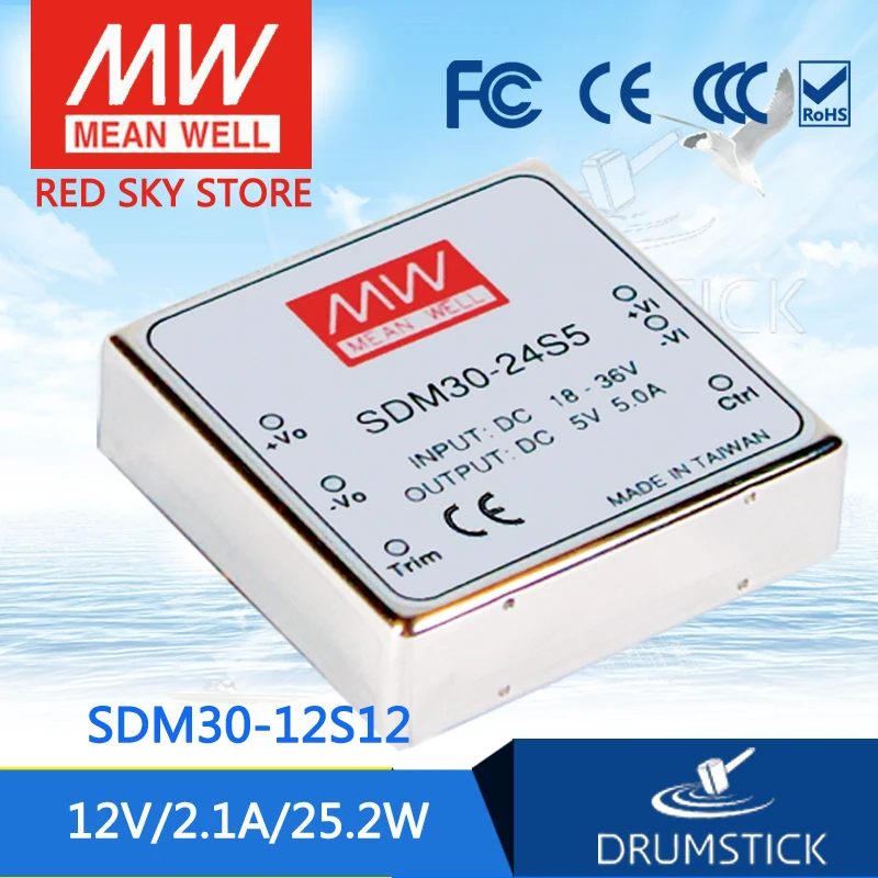 

MEAN WELL SDM30-12S12 12V 2.1A meanwell SDM30 12V 25W DC-DC Regulated Single Output Converter