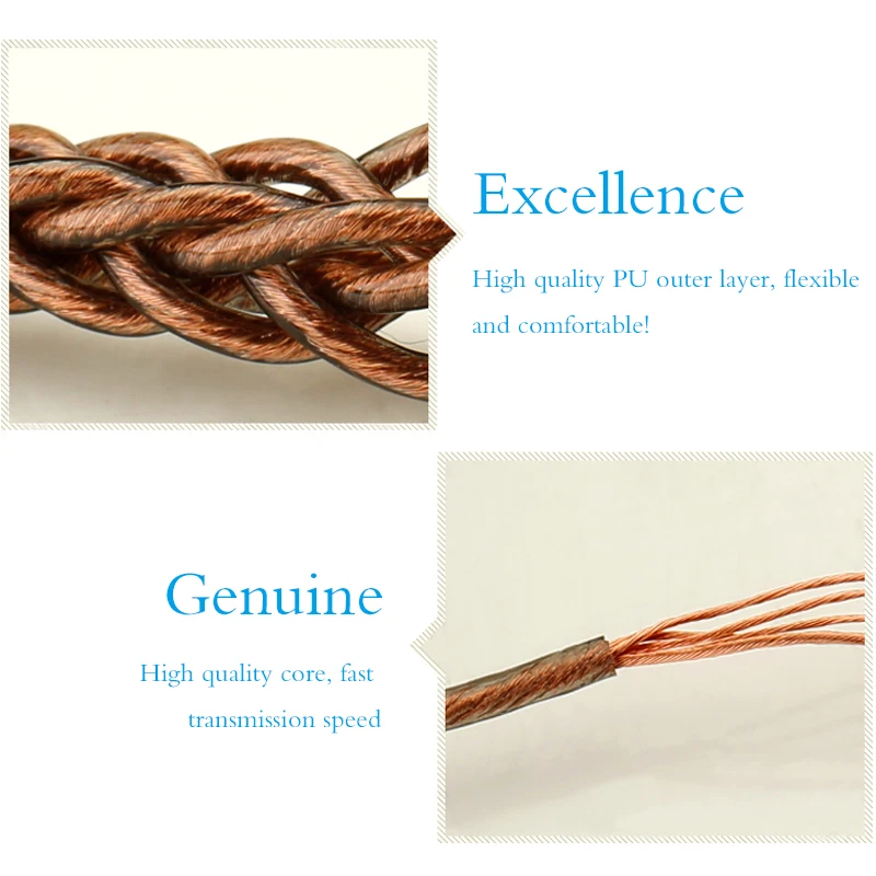 QYFANG 1 2m 8 Core Earphone Upgrade Cable Flexible DIY Detachable Cord HiFi Headphone Soft PVC Wire 8 Drives Bronze Weaving Line