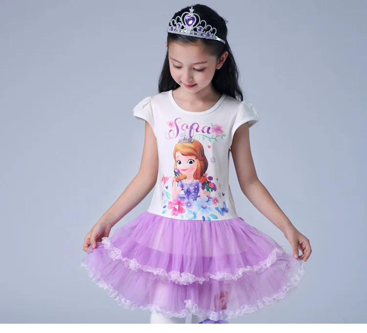 Летние платья принцессы Софии с принтом для девочек, платье на Хэллоуин, день рождения, Vestidos, детская одежда