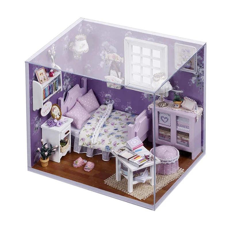 Mini House Diy Sweet Sunshine Series Toy House With Dust Cover Miniature Dollhouse Kit Toys for Children Birthday Gifts H001