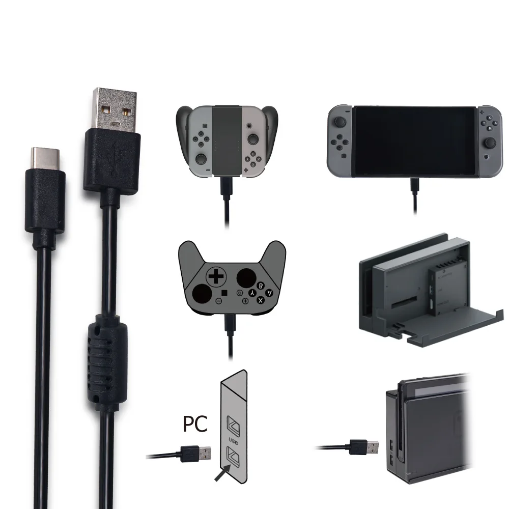 1,8 м usb кабель для зарядки, для пульта Nintendo, NS NX, игровая консоль, зарядное устройство для передачи данных, кабель питания type-C, для пульта, NS аксессуар