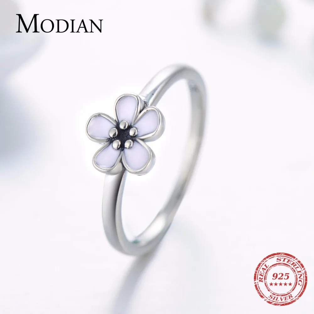 Modian Top Quality Elegant Pink Enamel Fashion Ring 100% Original 925 sterling Silver Engagement Jewelry For Women Wedding Gift