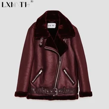 Зимнее женское пальто из искусственной кожи на молнии, бархатные куртки и пальто с отложным воротником, толстая кожаная куртка с длинным рукавом, куртка из искусственной кожи