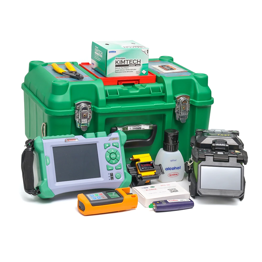 

Komshine FX37 fusion splicer soudeuse kits with KF-52 fiber cleaver and QX50-S OTDR OPM OLS and VFL