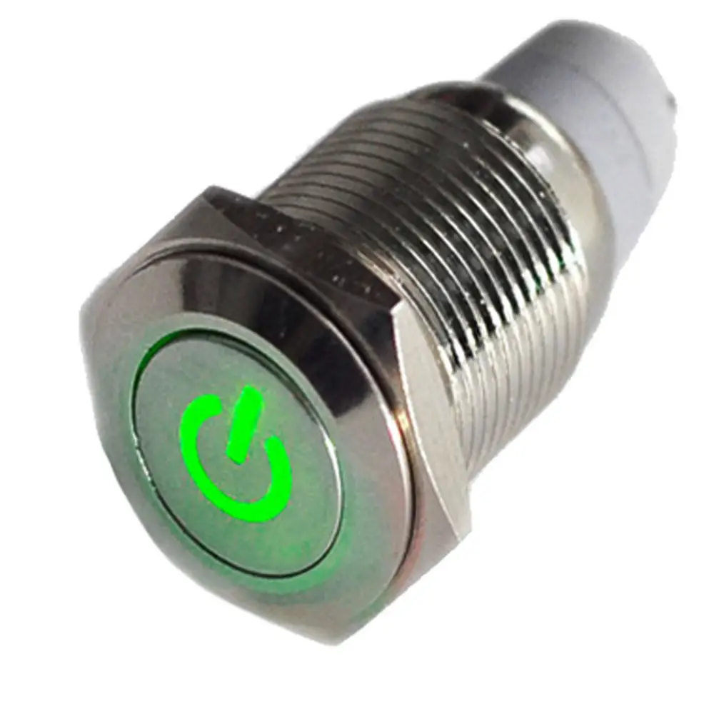 EE support 16mm 12V 3A Silver Metal Push Button Switch LED Latching
