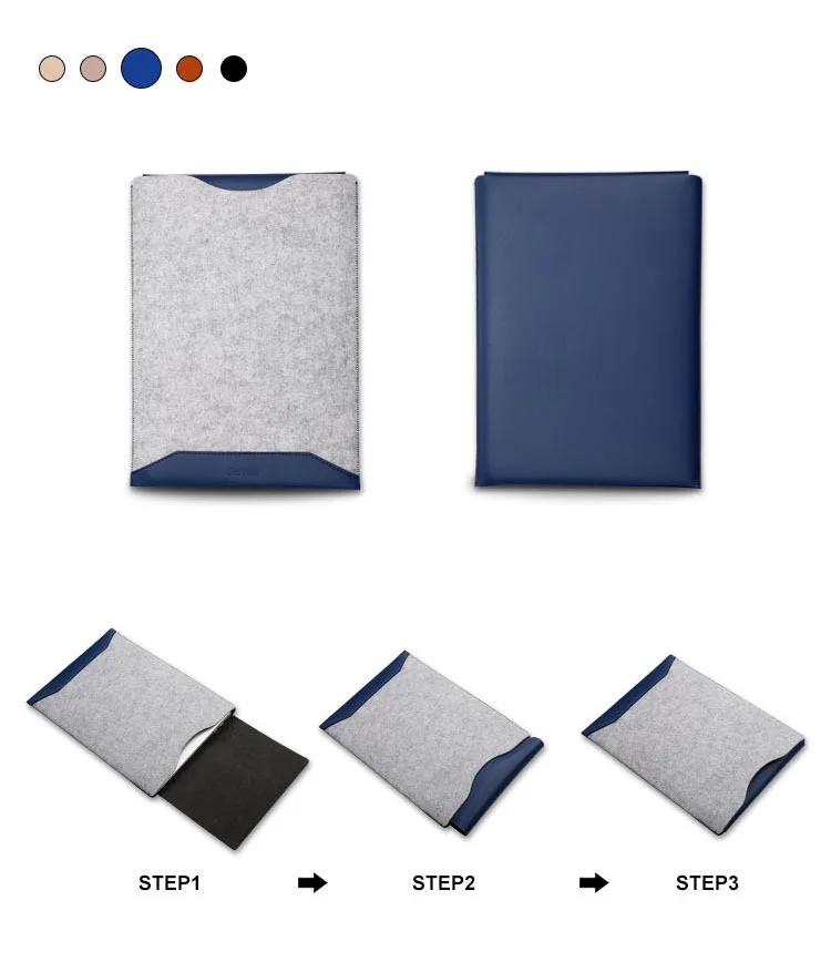 New Wool Felt For Macbook Air 13 A1466 Laptop Cover Wool Felt Pouch Bag PU Leather For Macbook Air 13 Laptop Sleeve Pouch Bag (7)