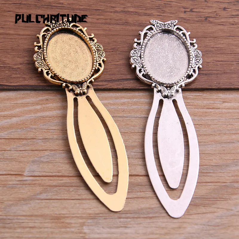 2pcs Two Color 18*25mm Cameo Steel Hollow Bookmarks Oval Cabochon Settings Jewelry Blank Charm | Украшения и аксессуары