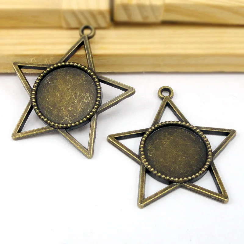 

20pcs--Antique Bronze Star Cameo Cabochon Base Setting, inner 18mm