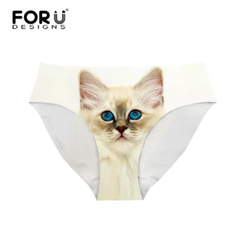 

FORUDESIGNS Funny 3D Cat Girls Panties 2017 Women Sexy Underwear Briefs For Ladies Seamless Elastic Female Thongs And G-string