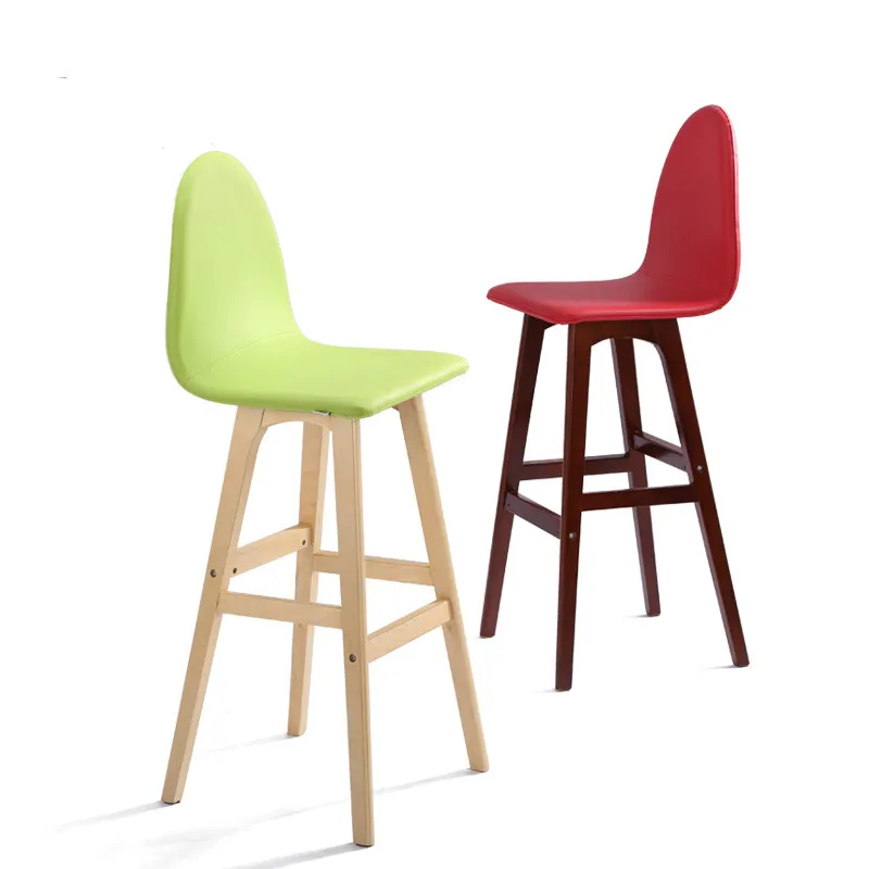 

15%Solid wood bar chair creative high chair European wooden bar stool fashion Dining chair simple high stool
