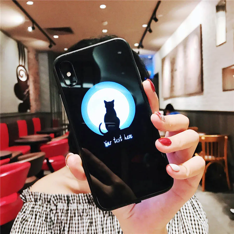Smart Glowing Case for iPhone X 6S 7 8 Plus Lighting Mirror Glass Back Cover Mobile Phone Protective Case for iPhone 6 7 8 Funda (9)