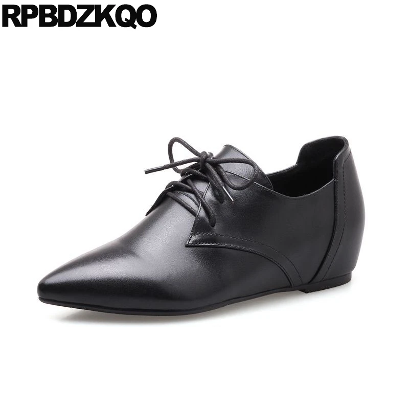 Richelieus Brevet Pointu Soft Hauteur Ascenseur Skin Vin vin Up Lace Rouge Chaussures Femmes Appartements gray Cuir Black Luxe Chinois Croissante Skin black De Véritable Bout Vintage YxAq1t0wnP