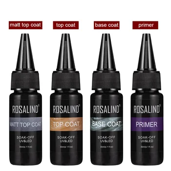 

ROSALIND 30ml Primer Gel Soak Off UV LED Top Coat Base Coat Tempered Nail Primer Gel Polish Varnish Manicure Matt Top Coat