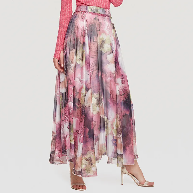 

Women's Size S-XXL Bohemian Long Skirts Floral Printed Beach High Waist Skirts 2019 New Fashion Beach High Waist Maxi Skirt