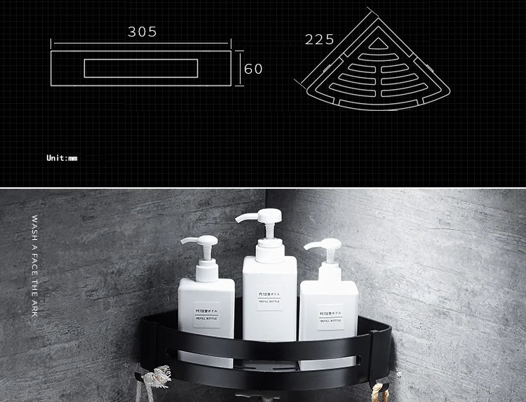 Космические Алюминиевые черные полки для ванной комнаты, 2 уровня, настенная угловая полка для ванной комнаты, полка для хранения шампуня, аксессуары с крюком 608