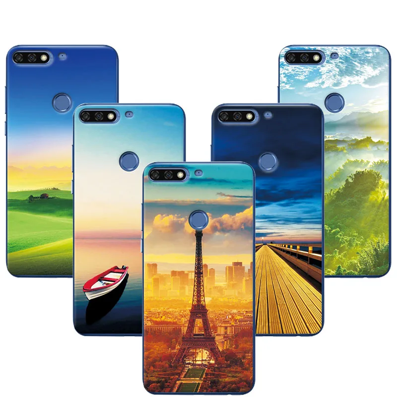 

Exotic Case For Huawei Y7 Prime 2018 Back Cover Soft TPU Painting Cover Capa For Huawei Y7 Prime 2018 Fundas Back Cover Shell