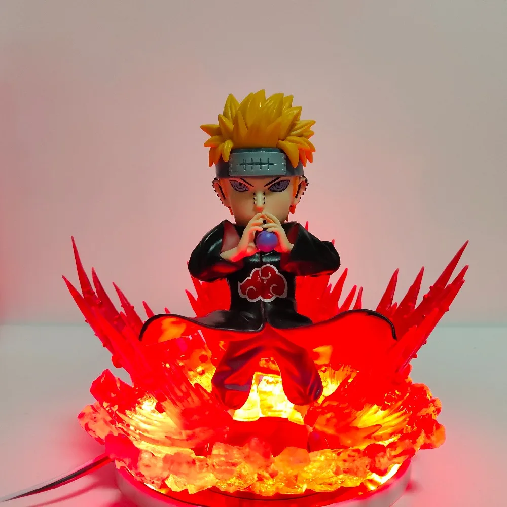 

Naruto Shippuden Anime Pain Akatsuki Rinnegan PVC Action Figure Naruto Pain Chibaku Tensei Figurine Led Model Toy