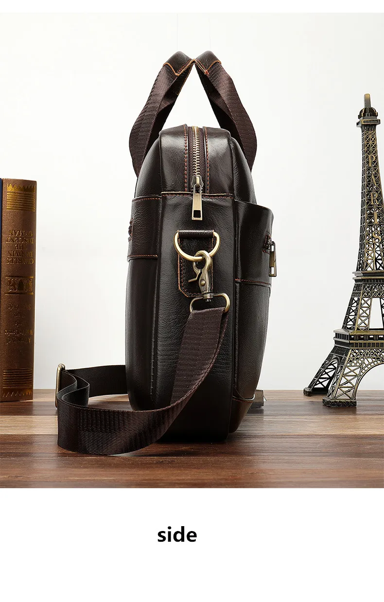 Кожаная сумка, портфель, деловая повседневная мужская сумка, горизонтальная стильная сумка через плечо, сумка для переноски головы из