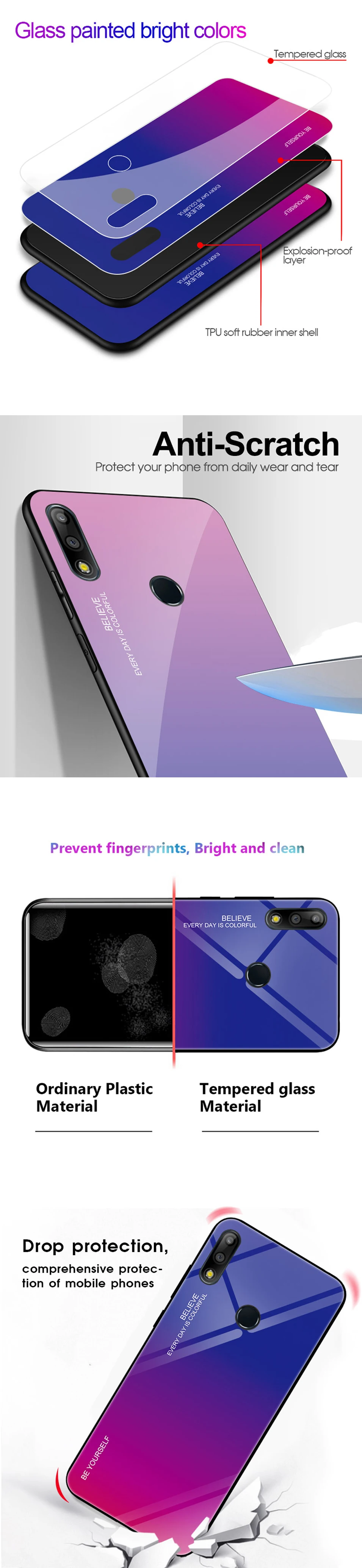 Beauty Gradient Color Glass Case for Samsung Galaxy S10e S10 S9 S8 J4 J6 Plus Cover for Galaxy Note 9 8 10 A7 A8 A9 2018 Case (7)