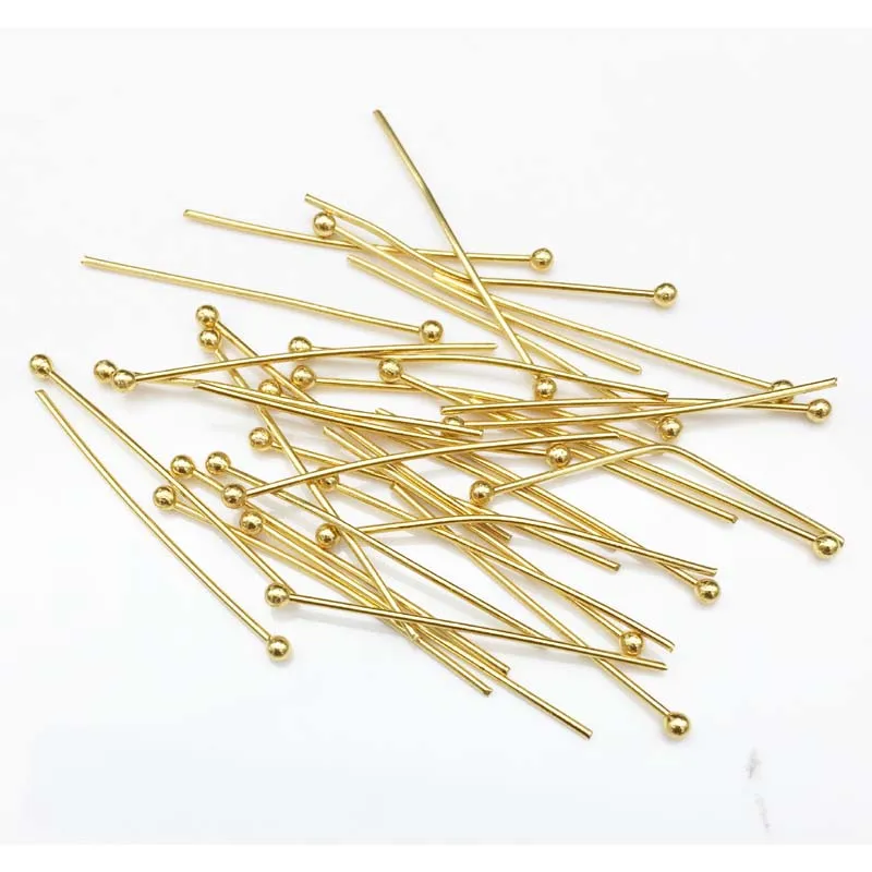 

200Pcs/lot 4 size mixed 316l stainless steel Ball End Head Pins Ball pins Jewelry Craft Findings Gold Plated 20mm/25mm/30mm/40mm