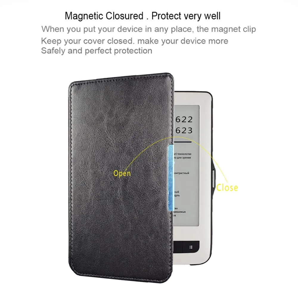Магнитный чехол книжка для PocketBook Touch PB:622 электронной книги и Pocketbook Lux 1st 623