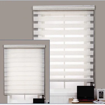 melhor Custmized Tamanho Motorizado E Manual Dupla Camada Zebra Persianas Janelas Cortina