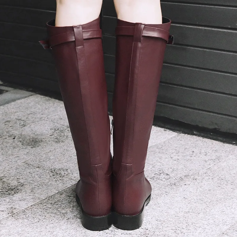 Cuero Plataforma Zapatos Alto Red De Mujer Hasta Altas wine Invierno Botas Otoño Tacón Pu Facndinll Black Para Suave Negras Gran Tamaño La Rodilla XnZXxP7
