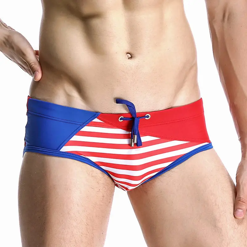 Плавательные мужские трусы эротичное мужское белье Sexy Gay Mens Плавание одежда в полоску в стиле пэчворк Плавание ming Мужские Шорты для купания пляжная одежда для серфинга Плавание костюм Человек ванный комплект SEOBEAN Shorts