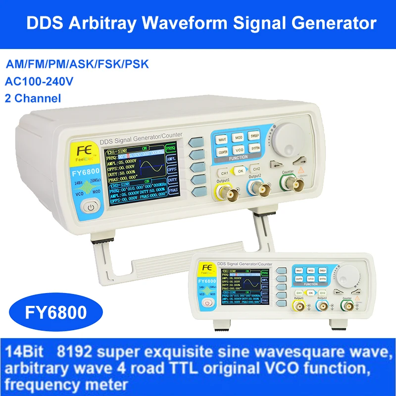 

Hot AC100-240V FY6800 Signal Generator Double Channel DDS Function Arbitrary Waveform Signal Generator Oscilloscope Accessories