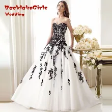 Don’s Robe De Mariage Elegant White and Black Wedding Dresses 2017 Appliqued Sweetheart Bridal Gowns Tulle Custom Made