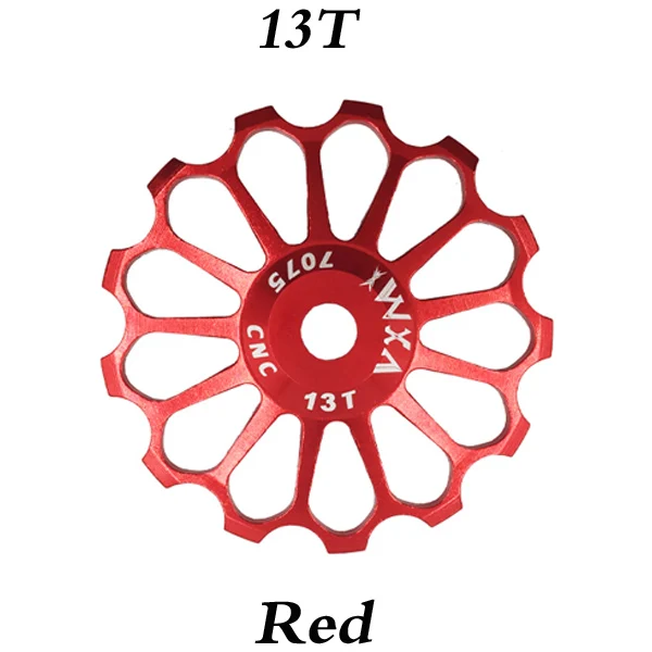 VXM MTB дорожный велосипед Керамика Шкив алюминиевого сплава задний переключатель 8 T/10 T/11 T/12/13 T/14/15 T/16 T/17 T руководство велосипед Керамика подшипник опорное колесо - Цвет: 13T Red