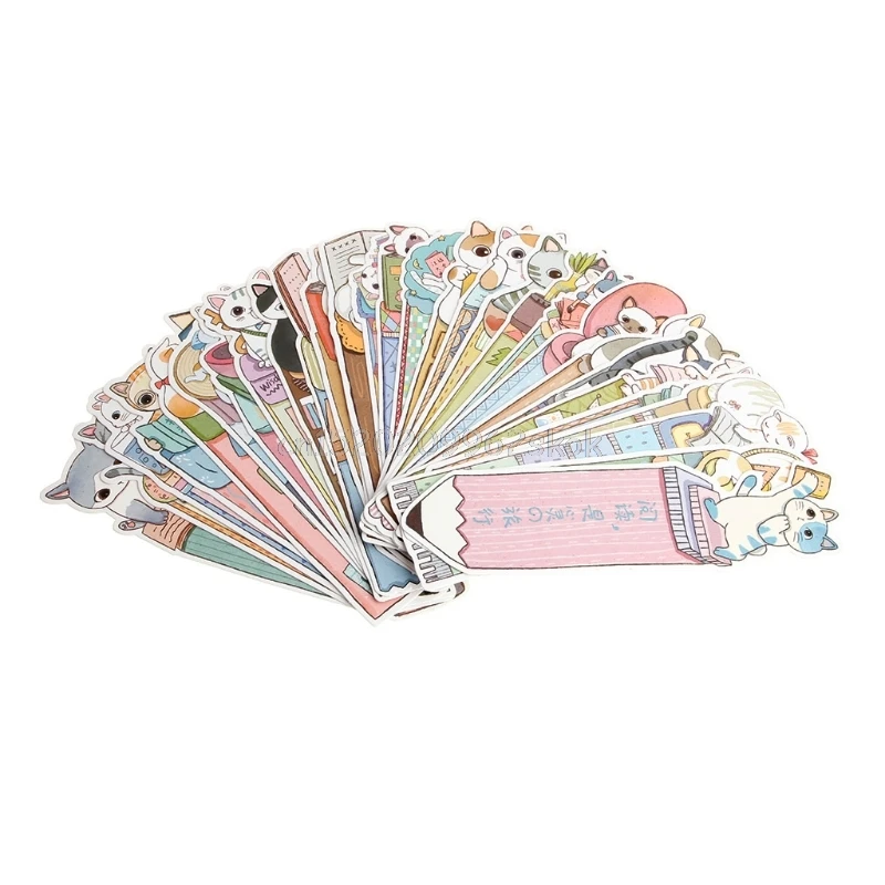 

30 Pcs/pack Cat in Book Bookmark Paper Cartoon Animals Bookmark Promotional Gift Stationery Film Bookmark J22 dropshipping