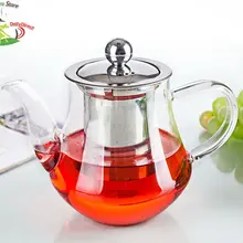 1x горшок JX-Big 565 мл жаростойкий прозрачный стеклянный цветочный чайник кофейная вода чайник с крышкой для заварки из нержавеющей стали