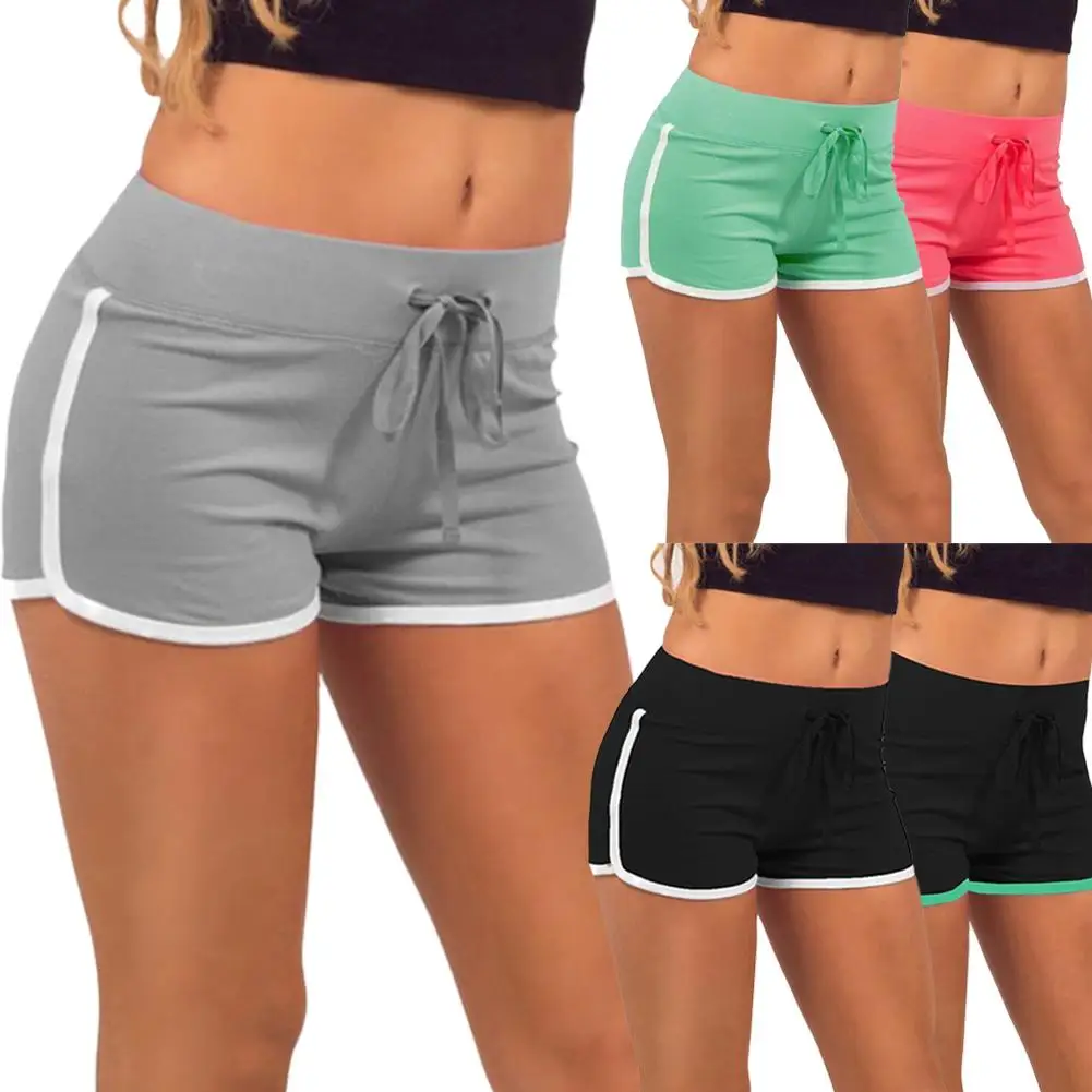 Summer Solid Cotton Sports Shorts Yoga 