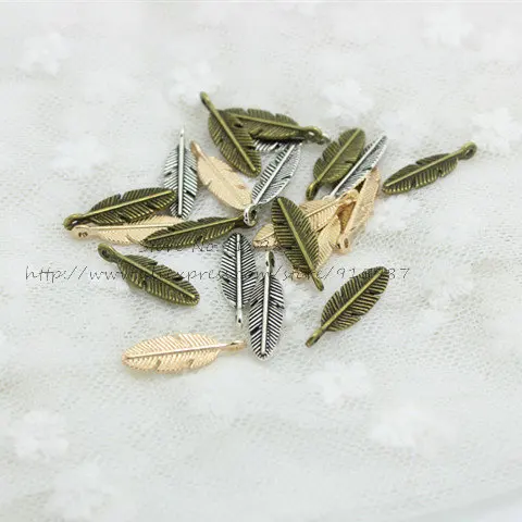 

Sweet Bell (100 pieces/lot) 7*21mm Three color Metal Alloy Small leaf Charms 2D246