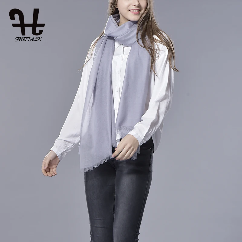 FURTALK Women's Reversible 100% Lamb Wool Scarf Spring Shawl Warm Shawl Wrap Scarf Wool Shawl Long Women Scarf Wool Pashmina