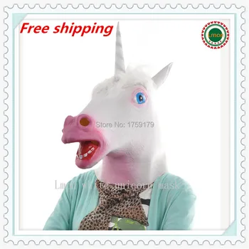 

Halloween Animal Mask Latex Unicorn Mask Adult One Size fits all Costume mask white unicorn mask