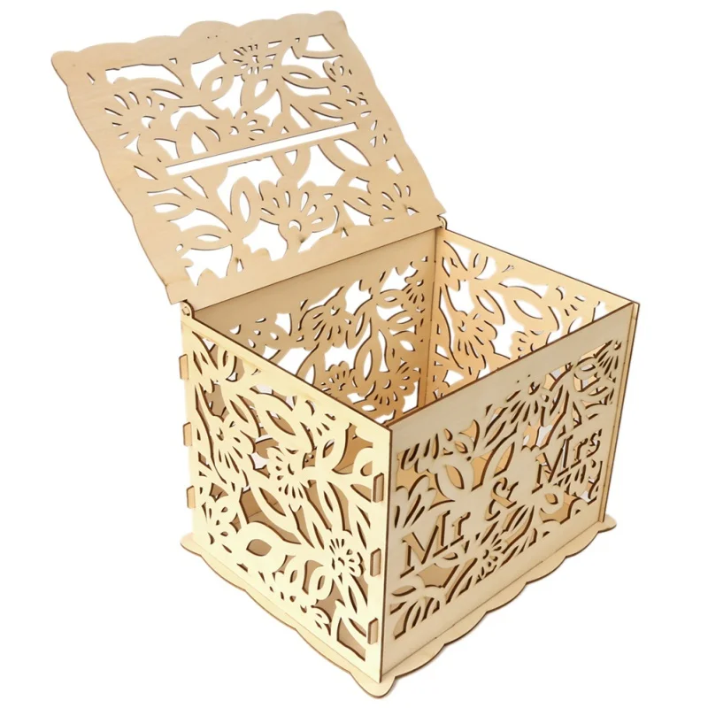  DIY Wooden Wedding Supplies Business Card Box Invitation Card Box Large Greeting Card Box - 33044385165