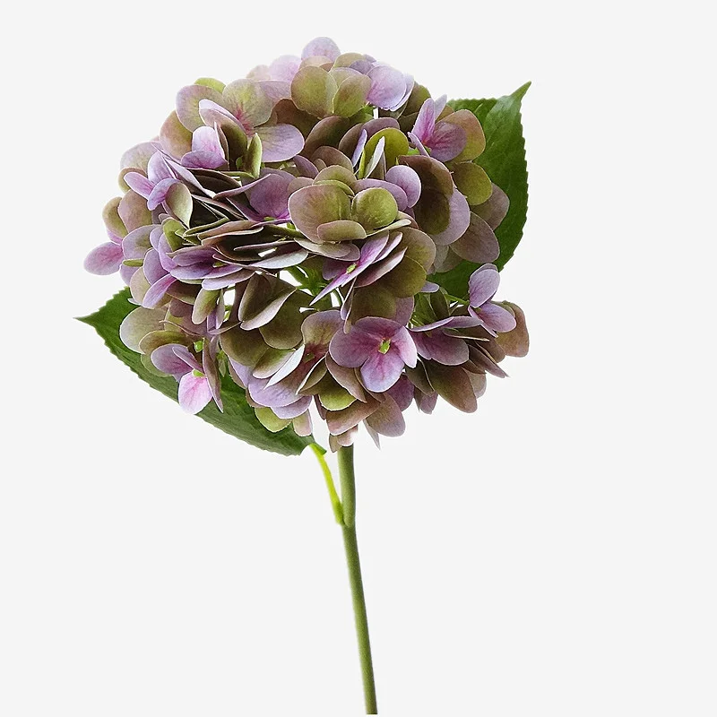 3D печать искусственная Гортензия цветы свадебное украшение 1 филиал поддельные цветы Настоящее прикосновение DIY венки на день рождения A6630 - Цвет: Purple Flower