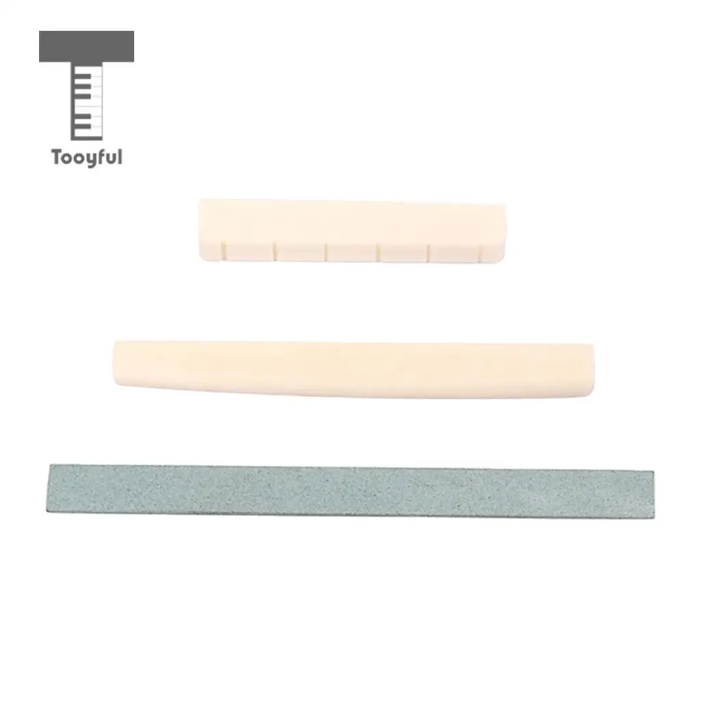 Tooyful 1 Set Natural Bone Saddle Nut&Guitar Sander Sanding Polish for Classical Guitar Parts