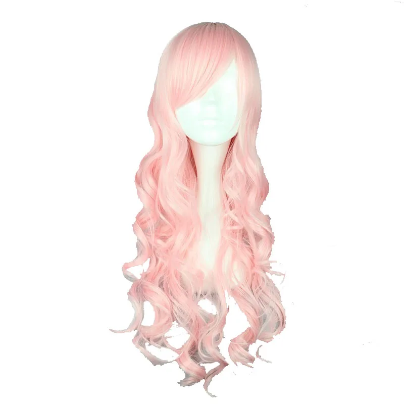 Mcoser 70 см/60 см длинные волнистые розовый цвет химическое Косплэй парик 100% Высокая Температура Волокно волос wig-408a